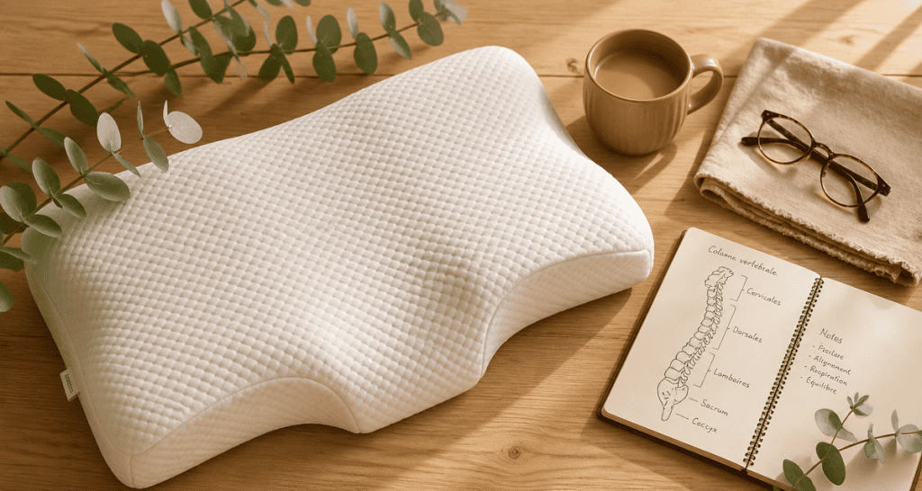 Quel est le meilleur oreiller pour les cervicales ergonomique flat lay