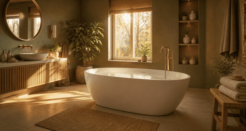 baignoire de salle de bain îlot blanche contemporaine