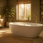 baignoire de salle de bain îlot blanche contemporaine