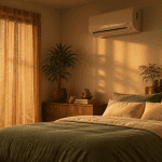 chambre climatisée lumineuse et confortable