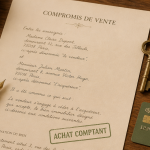 compromis de vente sans emprunt sur table avec argent et clé