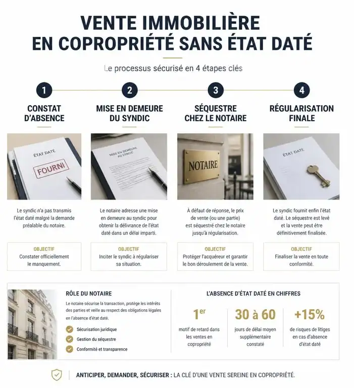 Infographie du processus de vente sans état daté en copropriété