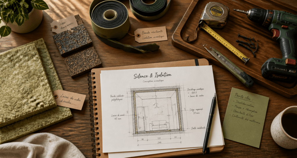 isoler phoniquement une pièce vue matériaux et outils