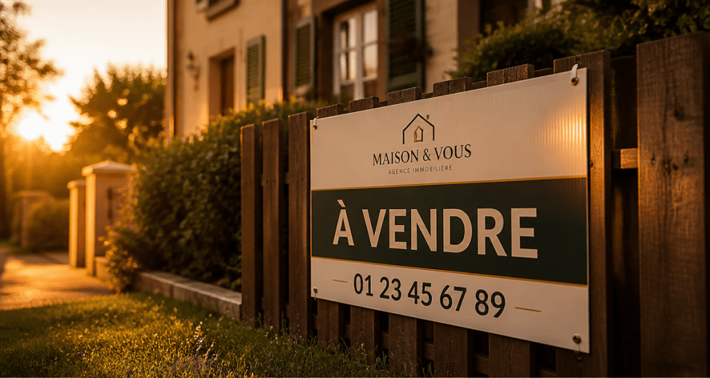 panneaux agence immobilière Akilux à vendre sur clôture