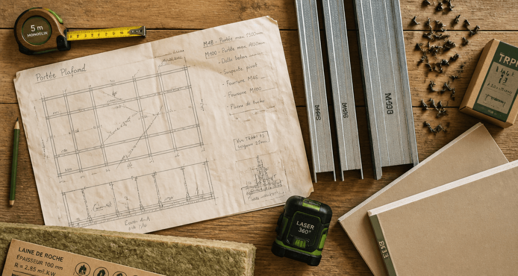 plafond autoportant distance outils plans