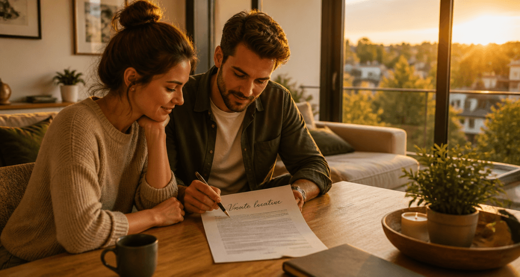 vente locative jeune couple examine contrat