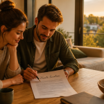 vente locative jeune couple examine contrat