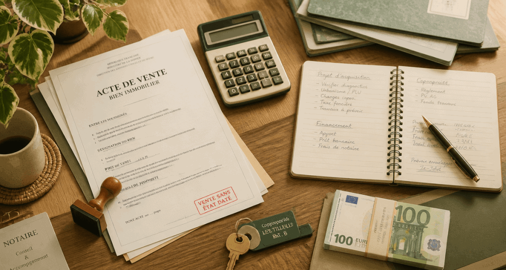 vente sans état daté acte de vente sur table