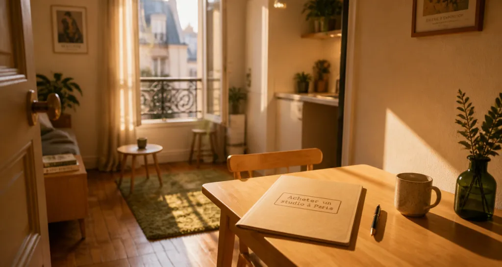 acheter studio paris intérieur lumineux parquet ancien