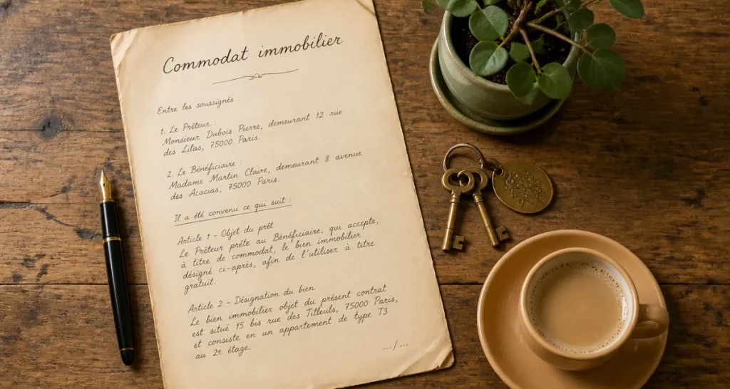 commodat immobilier contrat clés table