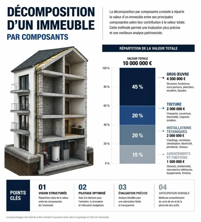 Tableau de décomposition d'un immeuble par composant pour l'amortissement comptable