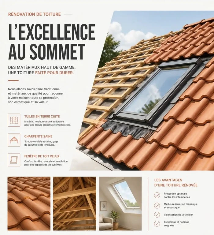 Rénovation de toiture par Alliance Couverture avec pose de tuiles et fenêtre de toit