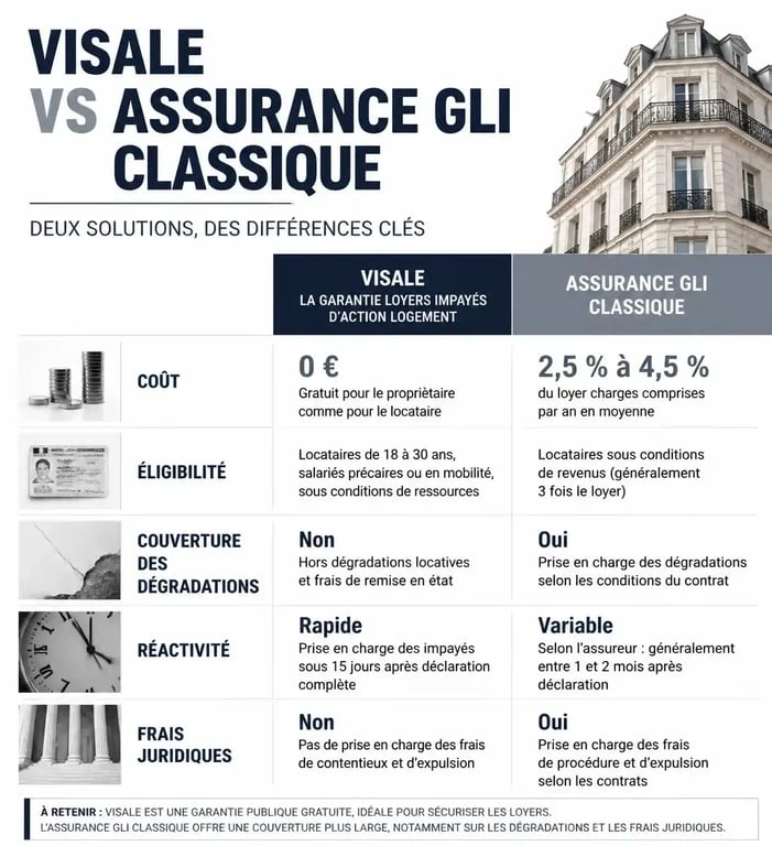 Comparatif Visale vs GLI pour les propriétaires : points forts et limites de la garantie Visale