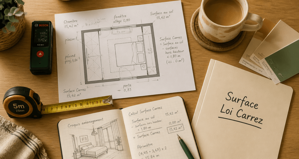 surface chambre loi carrez outils mesure plan bureau