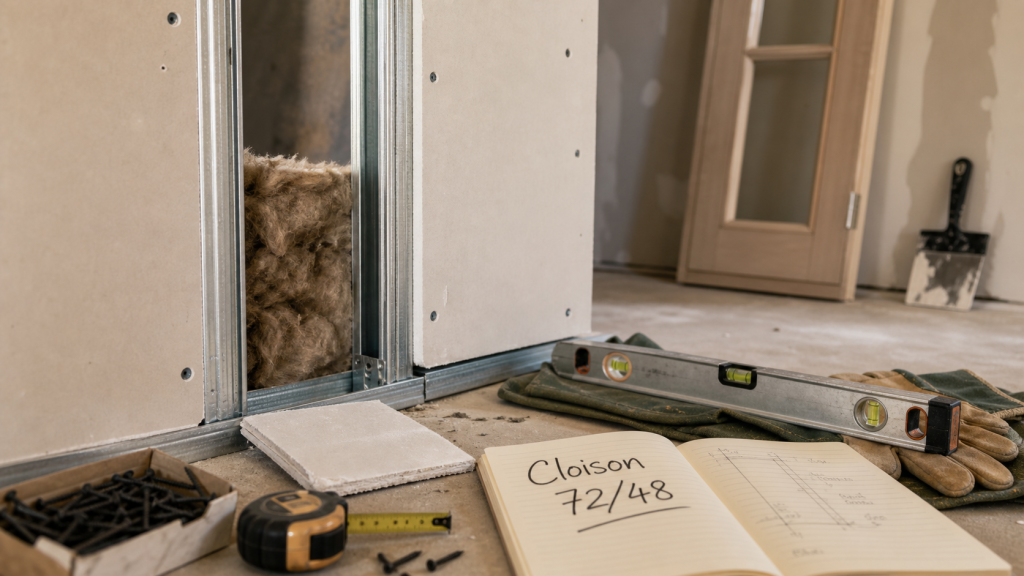 Epaisseur cloison placo 72/48 98/48 120 mm, cloison Placo BA13