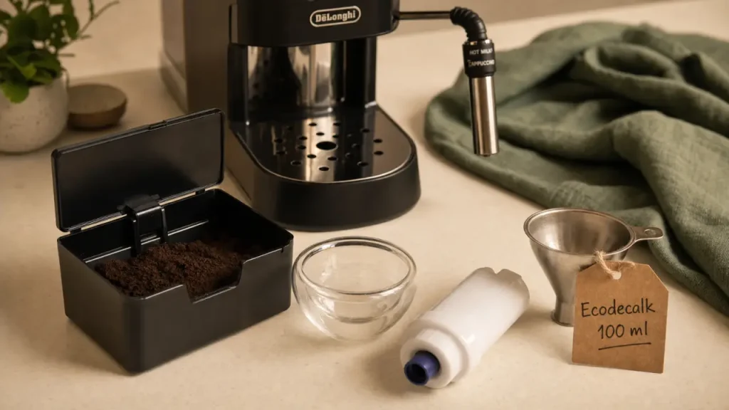 Nettoyage machine à café delonghi avec Ecodecalk 100 ml
