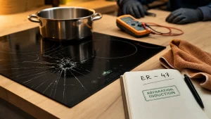 Réparation plaque induction : diagnostic d’une plaque vitrocéramique fissurée