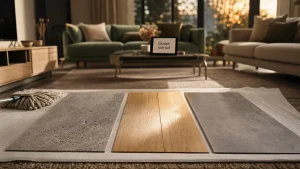 Sol salon : grès cérame, parquet ou vinyle, comparaison en image