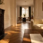 Acheter appartement haussmannien Paris : salon haussmannien, moulures et parquet