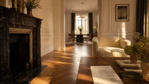 Acheter appartement haussmannien Paris : salon haussmannien, moulures et parquet