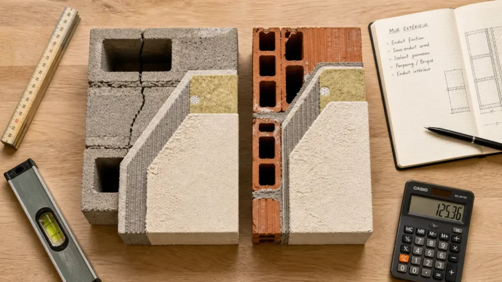 Brique ou parpaing RE2020 : 0,23 m².K/W et budget réel