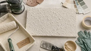 Crepi au plafond : outils de ponçage et lissage avant repeindre