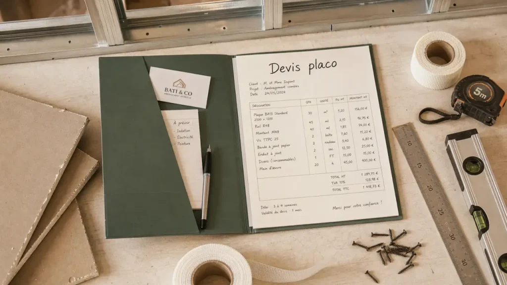 Devis placo : prix au m², plaques et montage