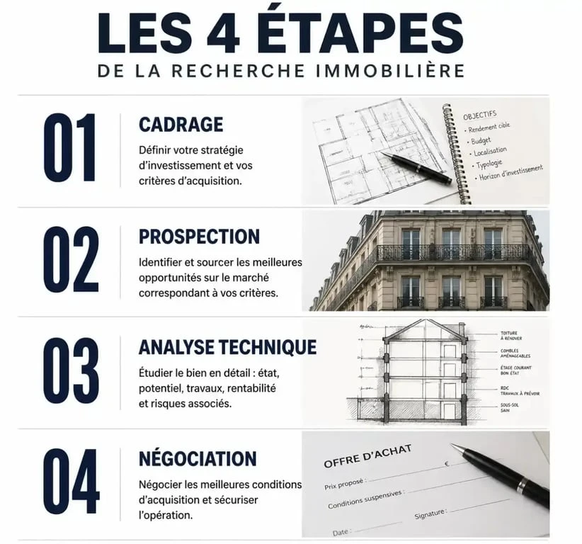 Processus de recherche d'un chasseur immobilier paris 16