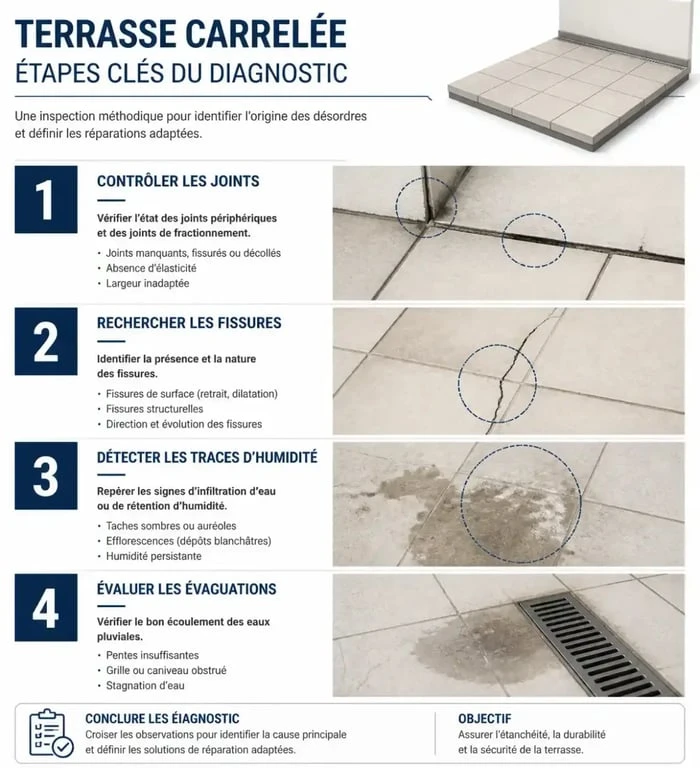 Diagnostic des problèmes d'étanchéité sur carrelage terrasse