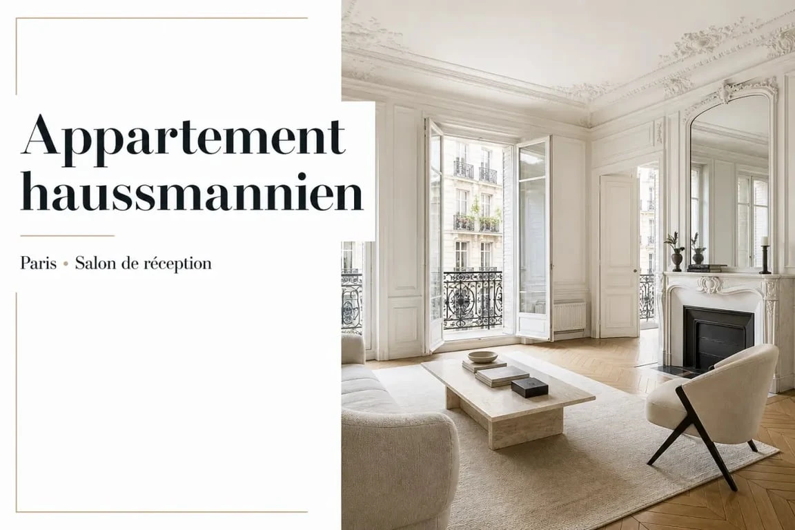 Acheter appartement haussmannien Paris : salon parisien authentique avec moulures, cheminée et parquet en point de Hongrie