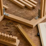 Fabriquer claustra bois : claustra en bois en cours de montage en atelier