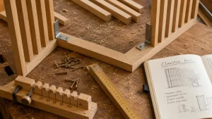 Fabriquer claustra bois : claustra en bois en cours de montage en atelier