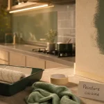 Peinture pour la cuisine : mur satin, rouleau et ruban de masquage