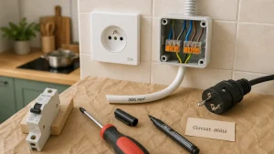 Prise plaque de cuisson 32A et câble 3G6 mm²
