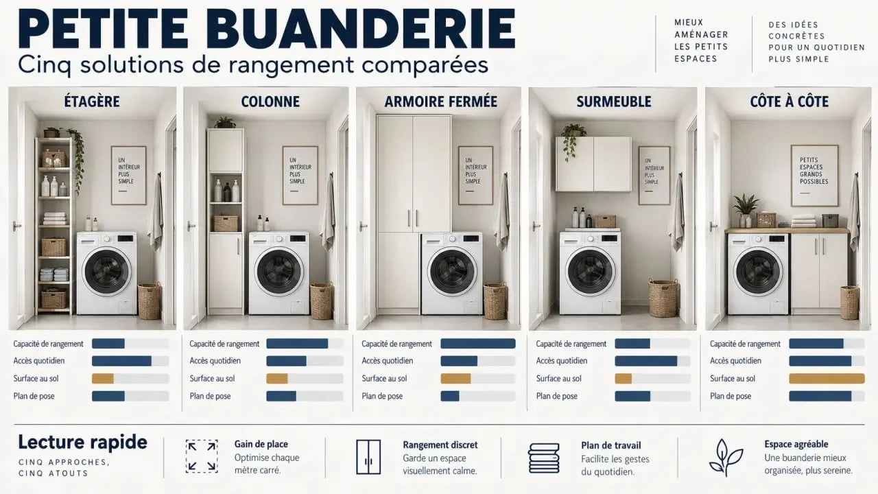 Comparatif visuel des types de meuble rangement buanderie