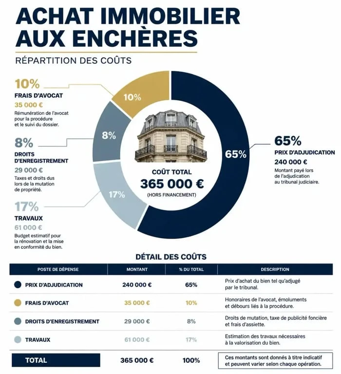 Répartition des coûts pour un achat immobilier aux enchères