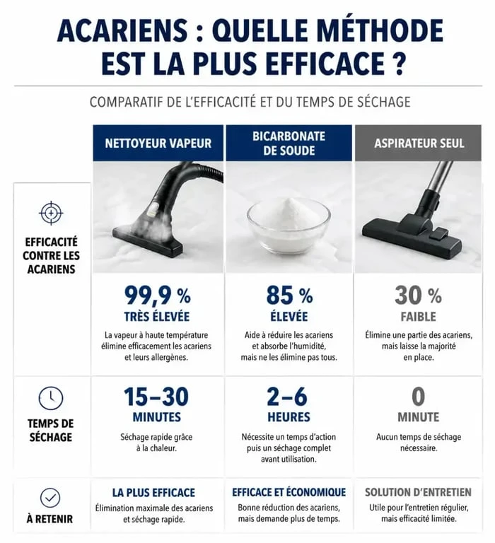 Comparatif des méthodes de nettoyage pour matelas : nettoyeur vapeur vs bicarbonate vs aspirateur
