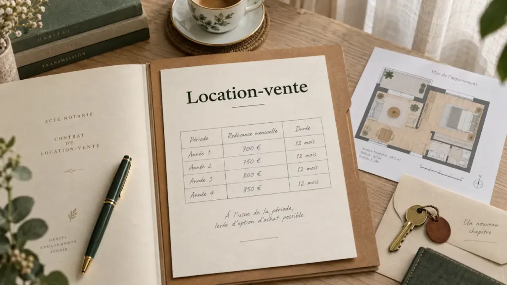 Immobilier en location vente : dossier notarial ouvert et clés, prix fixé à l’avance
