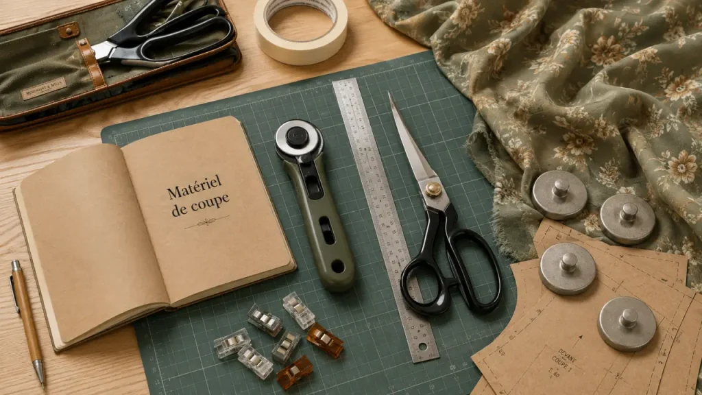 Matériel de coupe et d entretien : couteau rotatif et ciseaux de tailleur