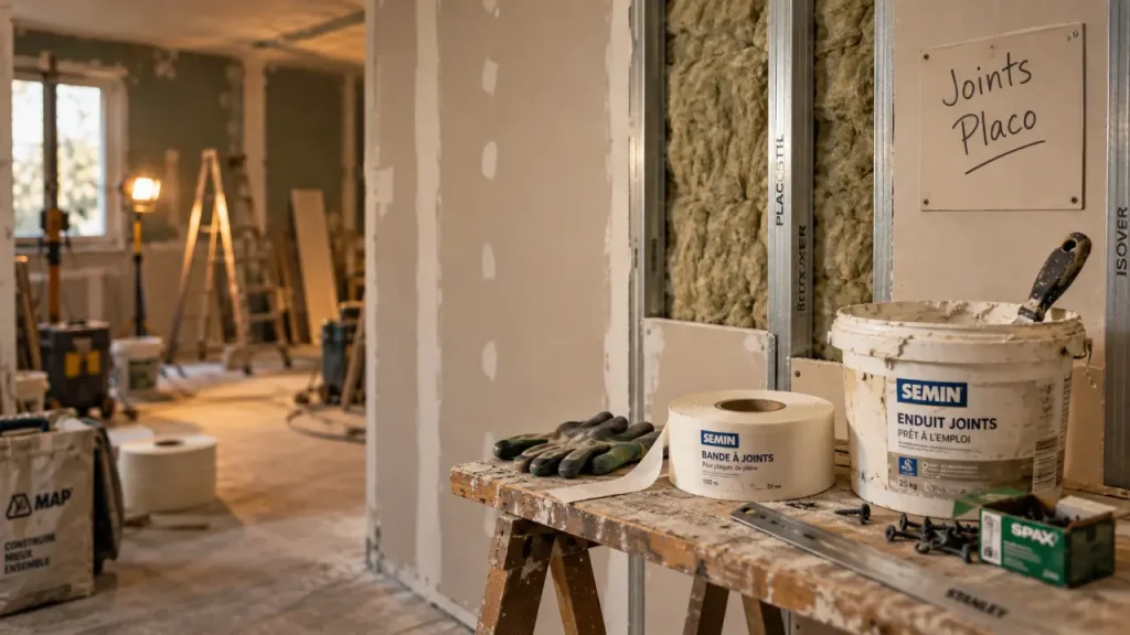 Mur placo : joints fissurés après erreurs de pose