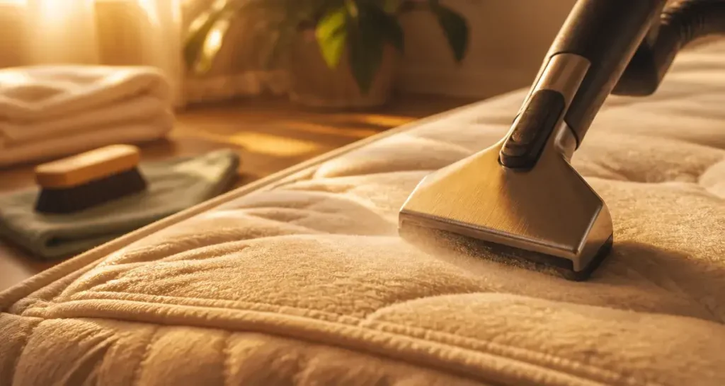 Nettoyeur vapeur matelas chauffant le tissu au ras des coutures