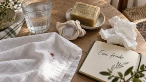 Retirer des taches de sang : drap blanc, eau froide, savon de Marseille