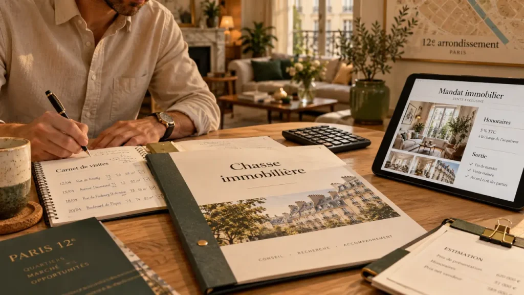 Chasseur immobilier Paris 12 : dossier et carte du quartier