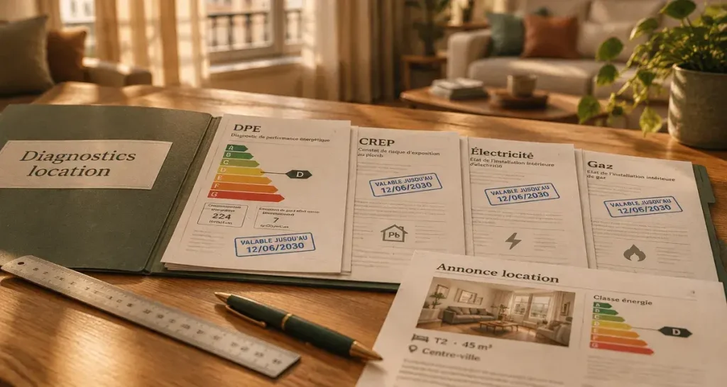 Diagnostic location immobilier : documents DPE, CREP, électricité et gaz avant signature du bail