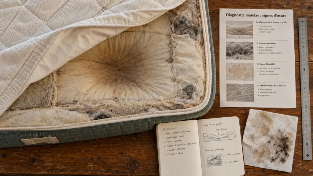 Durée de vie matelas : matelas affaissé et diagnostic signes d’usure