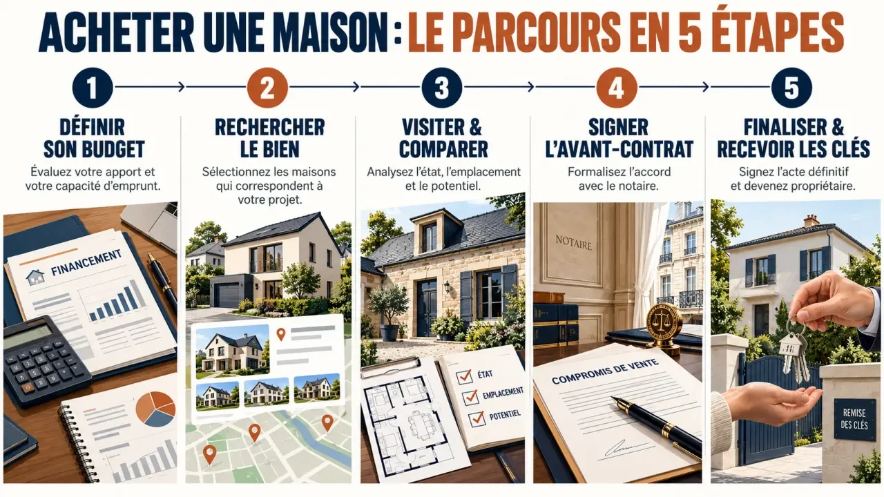 Étapes d’un achat maison, du budget à la remise des clés