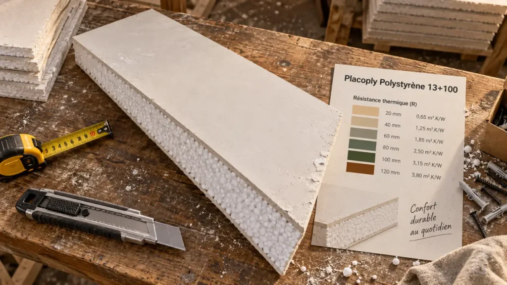Placo polystyrène 13+80 ou 13+100 : résistance thermique