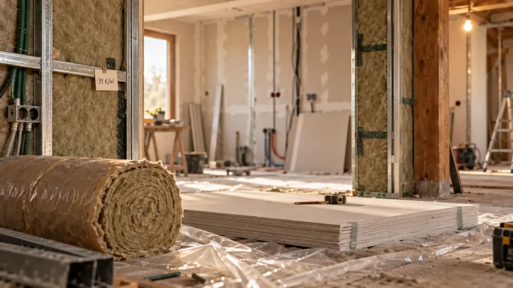 Prix isolation intérieur maison 150m2 : 31 €/m² chantier